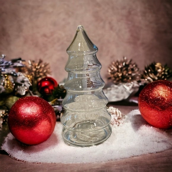 VINTAGE 1970’s~LARGE CLEAR GLASS~CHRISTMAS TREE~APOTHECARY JAR~DISCONTINUED~G2C - Picture 1 of 4